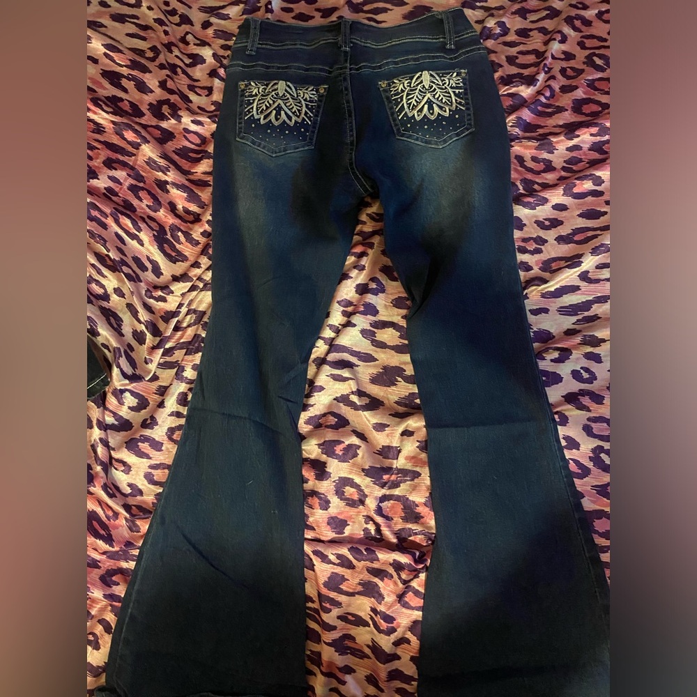 Bell Bottom Flare Bamboo Bedazzled Jeans